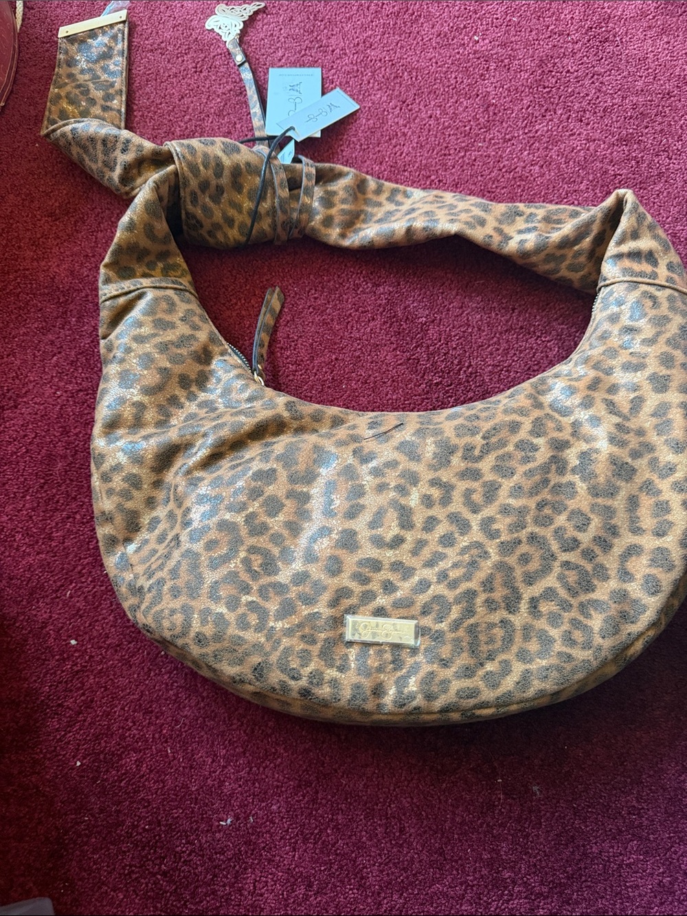 Jessica Simpson Leopard Print Hobo Bag - Brown/Black